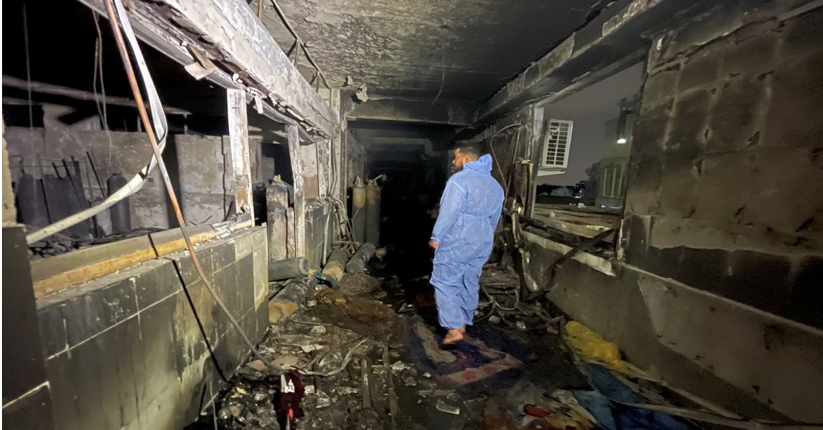حريق مستشفى العراق