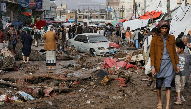 أمطار غزيرة في محافظة أبين جنوب اليمن